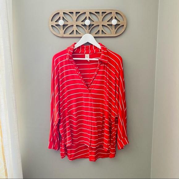 Free People Can't Fool Me Striped Top Red Sz Small - Picture 1 of 9